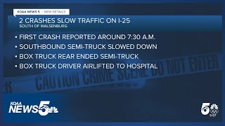 Two crashes close both directions of I-25 Friday morning