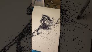 Experimenting with a black sharpie on styrofoam #pointillism  #art #drawing #horse