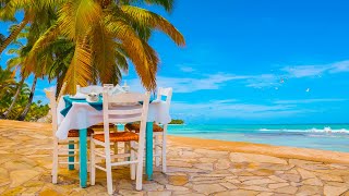 Caribbean Beach Cafe Ambience ☕ Coffee Shop Ambience with Smooth Bossa Nova,  Ocean Waves & Seagulls