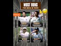 🔥 Most 🔥 Runs For INDIA in Tests #shorts #short #ytshorts #india #cricket #test