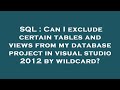 SQL : Can I exclude certain tables and views from my database project in visual studio 2012 by wildc