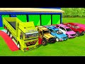 MERCEDES, CHEVROLET TAHOE & DACIA, AUDI, POLICE CARS TRANSPORTING WITH TRUCKS DELIVERY ! FS22 1