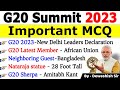 G20 Summit 2023 | G20 Summit 2023 Most Expected Questions | G20 MCQ's Current Affair 2023 #g20 #modi