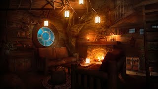 Cozy Treehouse - Indoor Rain Sounds, Heavy Wind & Crackling Fireplace for Relaxation