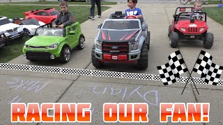 Power Wheels Driveway Racing with Fan Who Finds Us | KidTraxx Sportrax Peg Perego Vehicle Collection