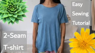 汉服t恤短袖裁剪教程，可不用缝纫机（有字幕） | Easy 2-Seam T-shirt Sewing and Pattern Making Tutorial