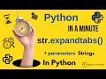 str.expandtabs(tabsize) - Replace Tabs with Spaces in Python Strings