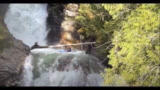 Kayaker going down Crazy Creek Waterfalls - British Columbia, Canada 🇨🇦