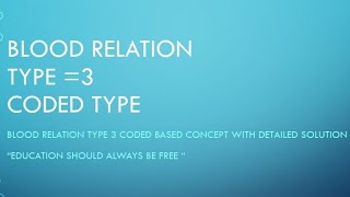 Blood Relation Type 3 [ Coded Type] full concept and detailed solution | SSC | IBPS | SBI | RPF