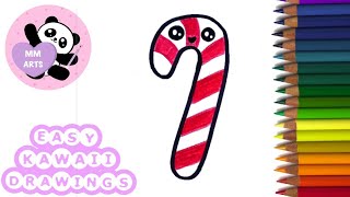 How To Draw A Candy Cane - Easy christmas drawing (SO CUTE)