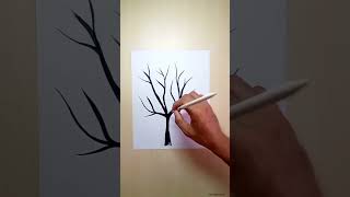 Very Easy Tree Painting ideas with Brush🖌️ #shorts