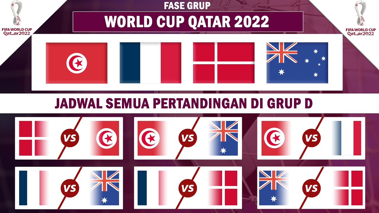 JADWAL LENGKAP FASE GRUP PIALA DUNIA 2022 [GRUP D] - YouTube