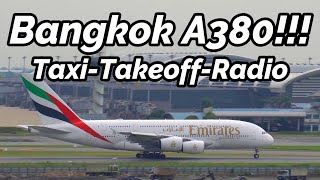 A380 Taxi, Takeoff at Bangkok with ATC Radio