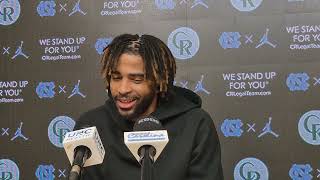 UNC guards RJ Davis and Ian Jackson at pre-Duke press conference #UNC