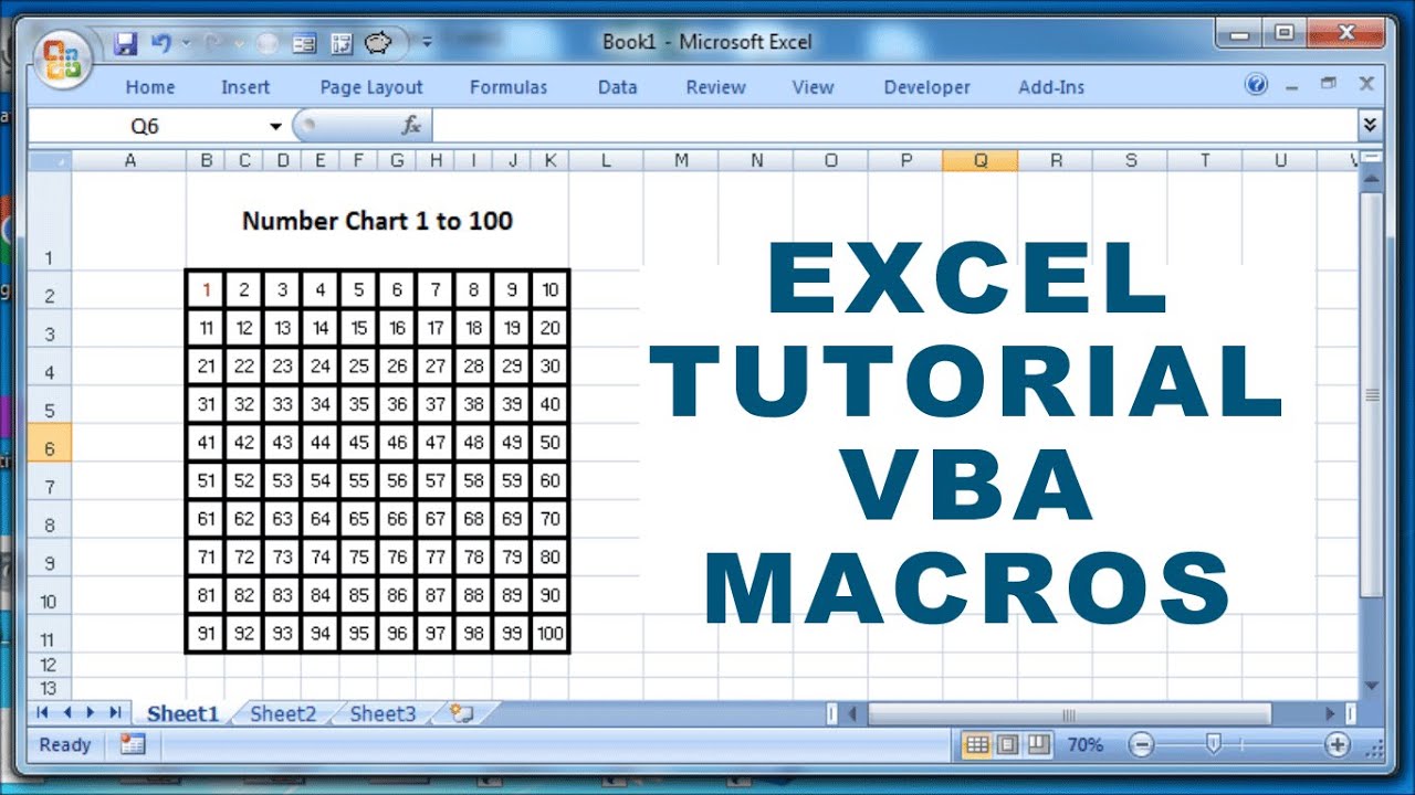 Excel Tutorial VBA Macros - How To Create A Number Chart 1 To 100 Using ...