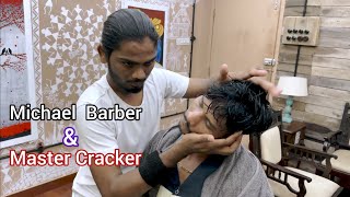 Asmr Head Massage | Michael barber | Master Cracker | Indian massage | Face Cleaning