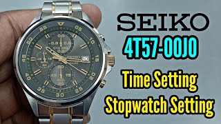 How To Setting Time Date Stopwatch on Seiko 4T57-00J0 Chronograph Watch | SolimBD | DIY