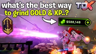 What's the BEST way to GRIND Gold \u0026 XP..? This is so OP.. | Roblox Tower Defense X