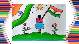 Republic Day Drawing using Oil Pastels | Simple Republic Day Drawing | Indian Flag Drawing 🇮🇳