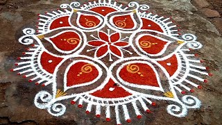 Thai maadham eesy kolam and traditional rangoli simple 5x3 dots kolam