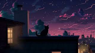 Lofi cat • midnight on the roof | lofi beats for focused study & relaxing sleep