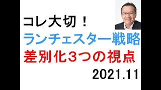 ランチェスター戦略とは　差別化、一点集中、NO1　差別化３つの視点　質と量の目標　差別化のポイント　差別化は３Ｃの視点で行う