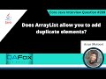 Does ArrayList allow you to add duplicate elements (Core Java Interview Question #289)