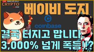 베이비도지코인  300%? 정정합니다!! 3,000% !! 눈물나네요.. 너무좋아서!