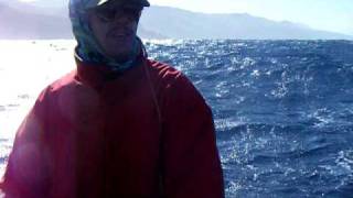 Outrigger Canoe Sailing - Channel Islands - Running Furled in Gale