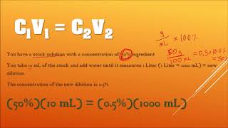 DILUTIONS PART 3 - calculating amounts C1V1=C2V2