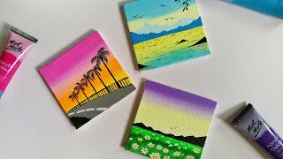 3 Paintings for beginners || 3 mini canvas paintings part 7 || aesthetic paintings
