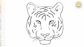 Tiger head drawing easy | Animal drawing tutorial | How to draw A Tiger head STEP BY STEP #artjanag