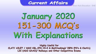 January Current Affairs-150 Mcqs-Part 2(Detailed Explanations)