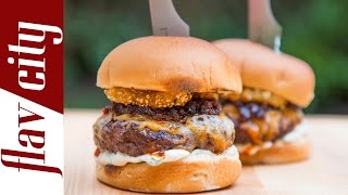 Ultimate BBQ Bacon Cheeseburger Recipe - FlavCity with Bobby