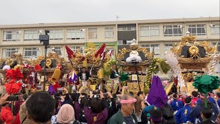 生石神社屋台 神吉八幡神社屋台 練り合わせ 神吉中学校50周年 令和6年11月16日