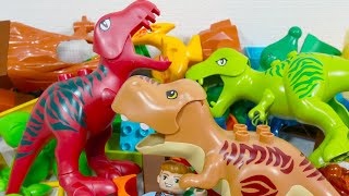 Satisfying Building Blocks☆Marble Run ASMR Three dinosaurs T.Rex course