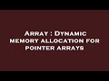 Array : Dynamic memory allocation for pointer arrays