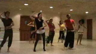 Shy Male Bellydancer, beginner choreography class