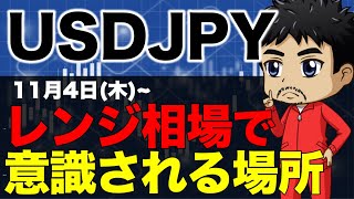 【FXドル円相場観】レンジ相場で意識されてくる見ておきたい価格帯｜今後の戦い方｜11月4日(木)チャート分析