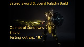 Wolcen Bloodtrail 1.1.4.1 Semi-Paladin Sacred Sword \u0026 Board Build using Quintet of Sundowns shield