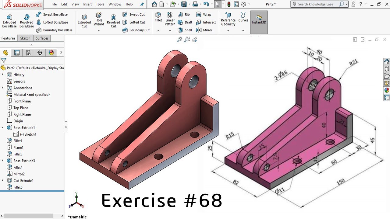 Solidworks Tutorial Exercise 67 Youtube Solidworks Tutorial Exercise 67 Youtube
