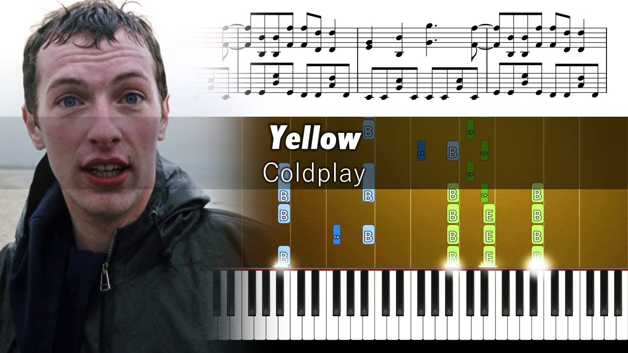 Coldplay - Yellow - Piano Tutorial With Sheet Music - YouTube