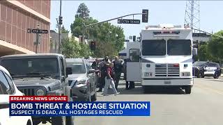 Hostages released, suspect dead after standoff at Chase bank building in Bakersfield