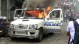 Watch: Kolkata Car Set On Fire Amid Huge BJP Protest In Streets