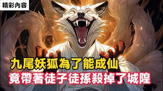 《九尾妖狐為了能成仙，竟帶著徒子徒孫殺掉了城隍》然後冒出他享受人們的香火，導致妖狐的修為急速暴漲……#故事