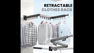 Retractable Cloth Drying Rack, Folding Clothes Hanger, Wall Mount