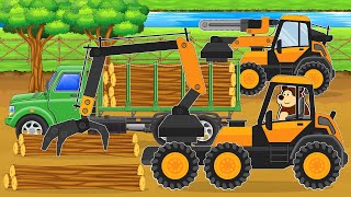 Farmer And Tractor Harvest Wooden Logs to Building a Sheep barn  | Farm, Vehilce Animated