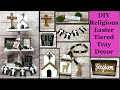 DIY HIGH END BUDGET RELIGIOUS EASTER TIERED TRAY | DOLLAR TREE DIY | EASTER CRAFTS | CROSS CRAFTS