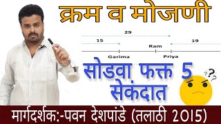 kram mojani tricks | क्रम आणि मोजणी | रांगेतील स्थान ट्रिक्स | sitting arrangement | rangetil sthan|