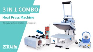 PYD Life New 3 IN 1 COMBO Heat Press Machine, Make Your Craft Sublimation Printing Easier.